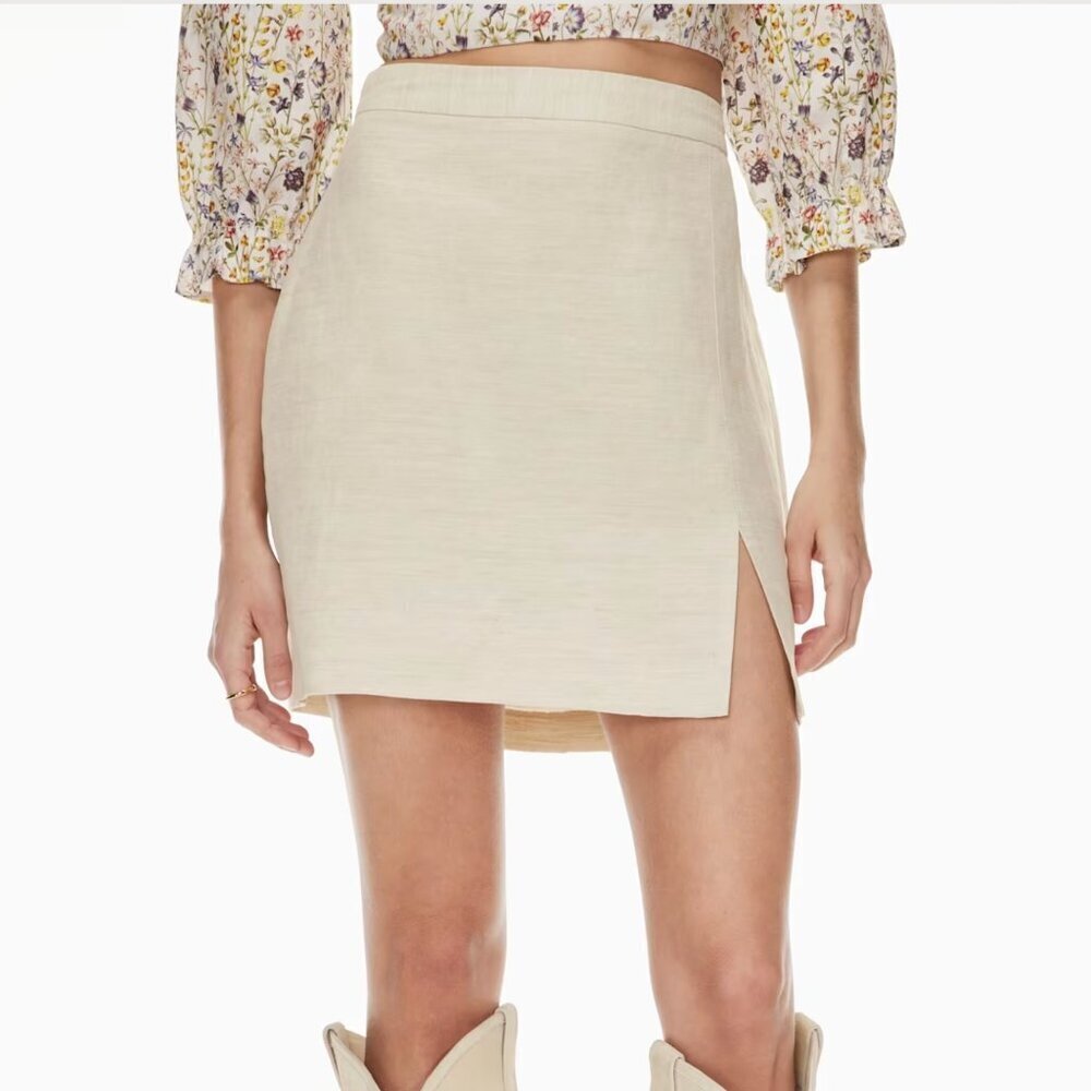 Aritzia Wilfred Patio Linen Skirt High Waisted A Line Size 00